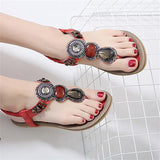 Ladies Summer Holiday Vintage Beads Elastic Band Sandals