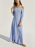 Women's Candy Color Off Shoulder A-Line Dress