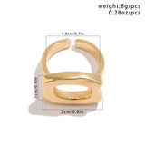 Female Retro Simple Irregular Rectangle Hollow Opening Ring