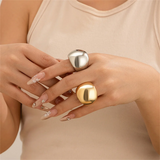 Couple Smooth Chunky Round Mushroom Bridal Rings