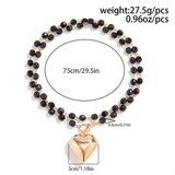 Faceted Black Beads Heart Necklaces for Ladies