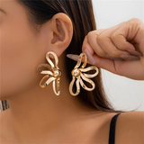 Women's Piercing Cutout Half Flower Petal Earrings