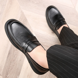 Versatile Black Round Toe Dress Shoes for Male