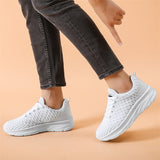 White & Black Classic Breathable Knitted Sports Shoes for Women