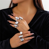 Ladies Exaggerated Sparkling Big Rhinestone Party Rings