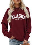 Women's Simple Alaska Range Print Crew Neck Hoodies