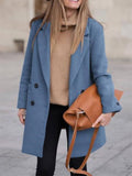 Women's Autumn Solid Color Notched Lapel Mid-Length Woolen Coat