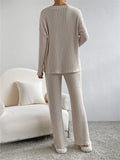 Women's Knitted V Neck Winter Homewear Pajamas ( 2 Pieces )