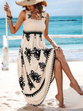 Bohemian Print Flowy Sleeveless Bustier Dress for Lady