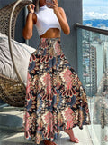 Abstract Print High Waist Holiday Ethnic Skirt for Women