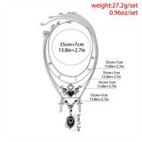 Women's 5pcs/Set Gothic Demon Wings Sword Necklaces