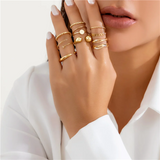 10Pcs/Set Gold Luxury Party Opening Rings for Women