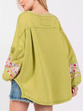 Women's Oversized Crew Neck Floral Patch Sweatshirt