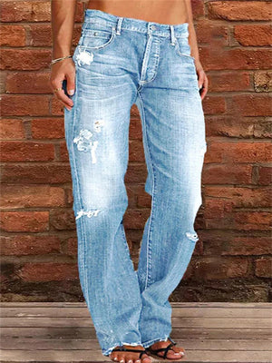 Slim Fit Skinny Ripped Flared Jeans for Ladies