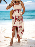 Bohemian Print Flowy Sleeveless Bustier Dress for Lady