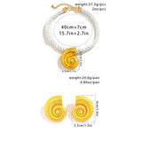 Braided Rope Big Conch Snail Pendant Necklace Stud Earrings Set