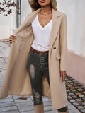 Ladies Autumn Elegant Lapel Flap Pocket Woollen Coat