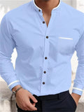 Men's Business Party Holiday Contrast Color Stand Collad Shirts