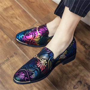 Men's Luxury Vintage Print Slip-On Pointed Toe Dress Shoes