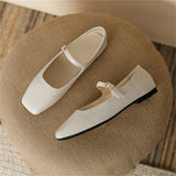 Ladies Square Toe Elegant Retro Mary Jane Flat Loafers