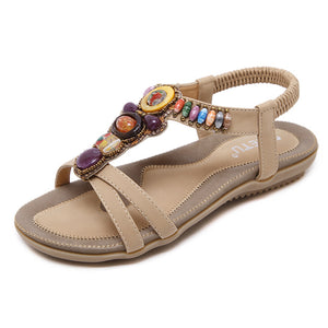 Female Leisure Chic Ethnic Style Beaded Sandals