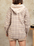 Women's Multicolored Plaid Hooded Coat with Pockets