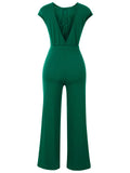 Stylish Hem Knot Design Round Neck Cap Sleeve Jumpsuit for Lady