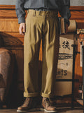 Men's Vintage Style Straight Leg High-rise American Causal Pants