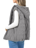 Women's Comfortable Diamond Plaid Hooded Vest Padded Coat