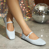 Ladies Square Toe Elegant Retro Mary Jane Flat Loafers