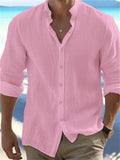 Leisure Breathable Stand Collar Long Sleeve Shirt for Men