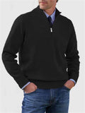 Men's Fall V Neck Half Zip Warm Knit Sweater