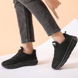 White & Black Classic Breathable Knitted Sports Shoes for Women