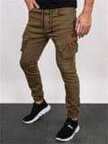 Men's Solid Close-fitting Ankle-tied Cargo Trousers