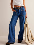 Vintage Patch Pocket Straight-Leg Jeans for Women