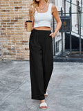 Candy Color Elastic Waist Straight-Leg Casual Pants for Women