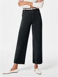 Elegant High-Rise Solid Color Straight-Leg Jeans for Lady