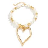 Women's Hollow Out Love Heart Round Beads Necklace