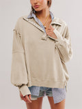 Oversized Side Split Lantern Sleeve Sweatshirt for Women