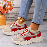 Lace Up Platform Knitted Running Shoes for Ladies