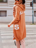 All Sins Letter Contrast Color Hooded Knitted Sweater for Lady