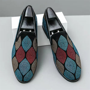 Men's Colorful Rhinestone Leaf Vintage Casual Dress Shoes