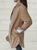 Ladies Single Breasted Leisure Pocket Corduroy Coats