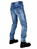 Men's Kevlar Stretchy Retro Motorcycle Jeans with Knee & Hip Protector