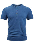 Men's Casual Short Sleeve Slim Fit Henley Shirt for Summer