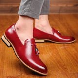 Men's Vintage Glossy Pointed Toe Tassel Dress Shoes