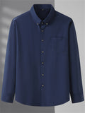 Simple Turn-Down Collar Button Up Long Sleeve Shirt for Men