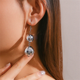 Ladies Disco Ball Glitter Spherical Earrings