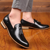 Men's Vintage Glossy Pointed Toe Tassel Dress Shoes