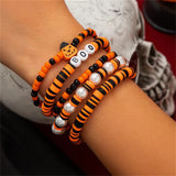 5Pcs/Set Halloween Evil Pumpkin Imitation Pearl Bead Bangles